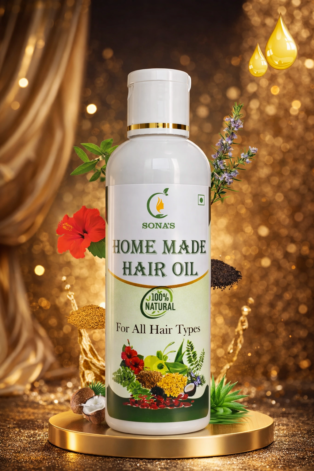 Best Herbal Hair Oil, Shampoo, Mehndi & Hair Spray Combo for Hair Growth, Hair Fall Control & Grey Hair – Sona’s Herbal Big Combo Pro