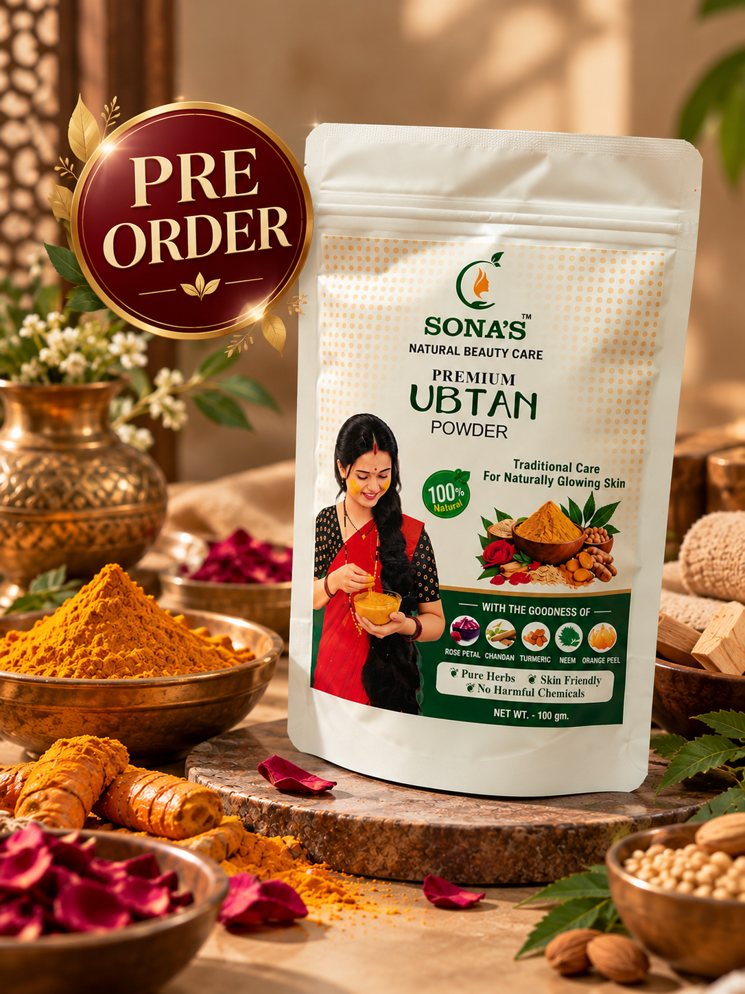 Ubtan Powder – 100% Natural Herbal Face & Body Care | For Glowing, Radiant & Smooth Skin | 100g