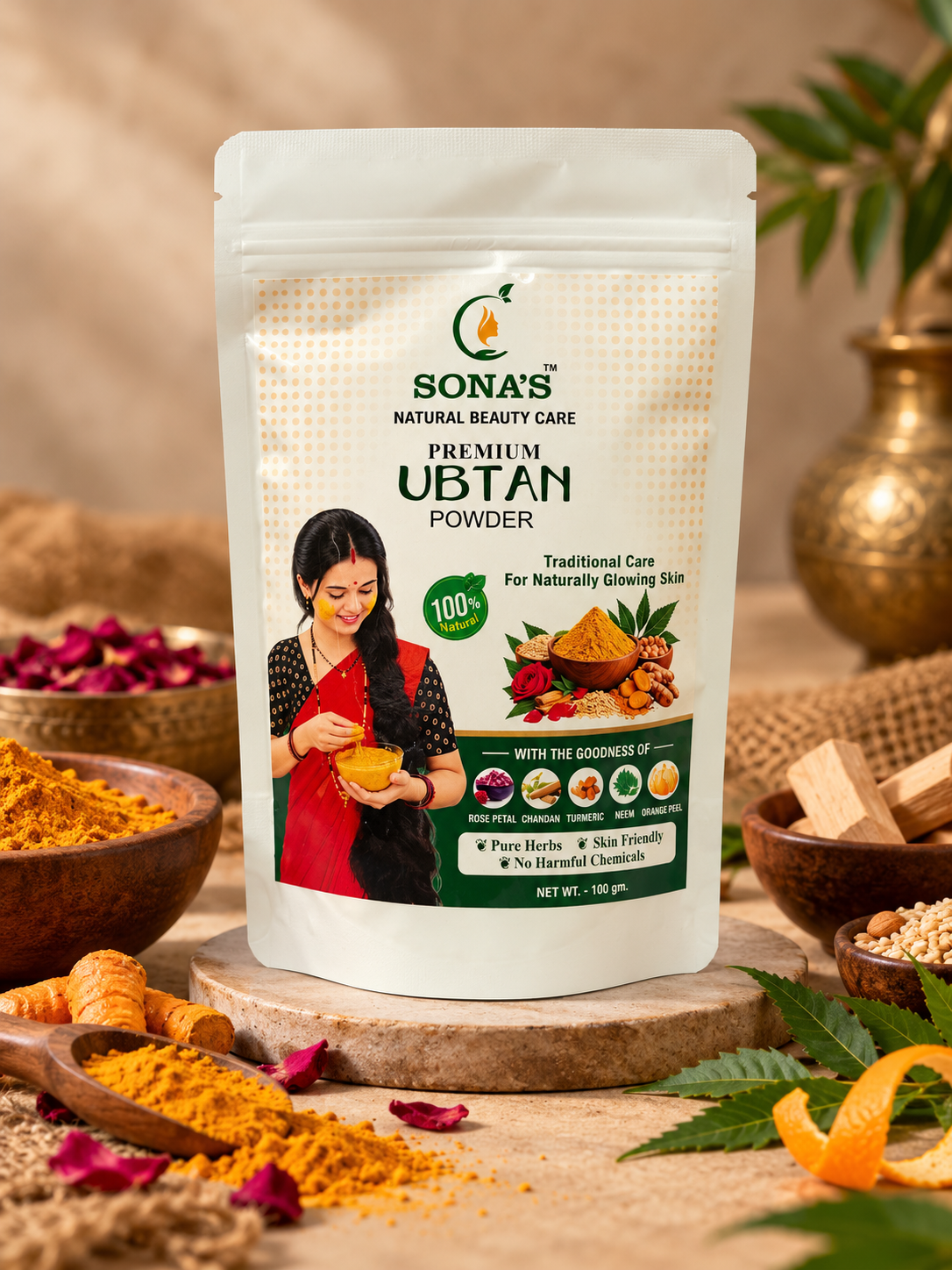 Ubtan Powder – 100% Natural Herbal Face & Body Care | For Glowing, Radiant & Smooth Skin | 100g