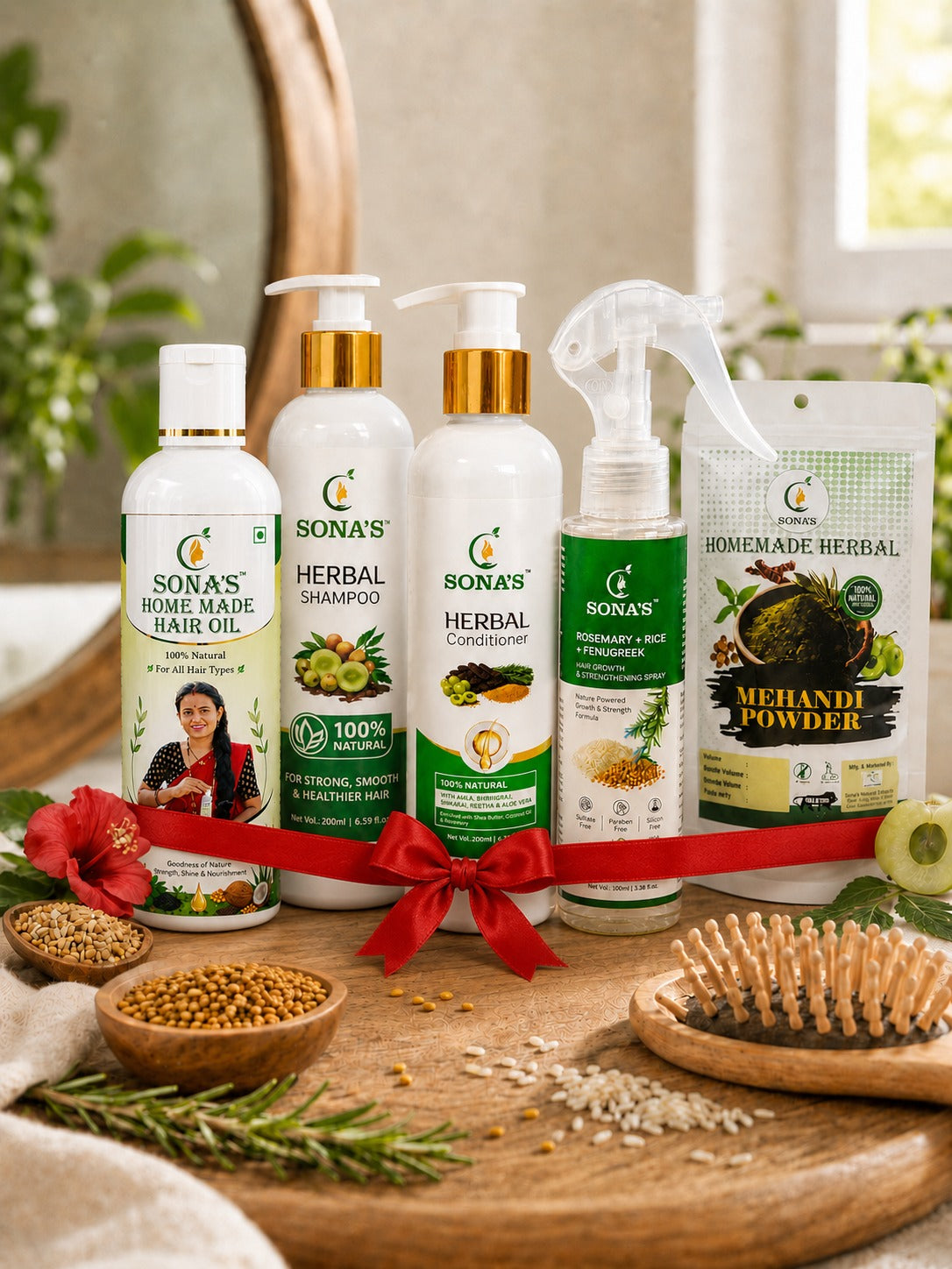 Big Combo Pro Max | Oil + Shampoo + Conditioner + Rosemary Spray + Mehndi Powder | A Premium Full Package